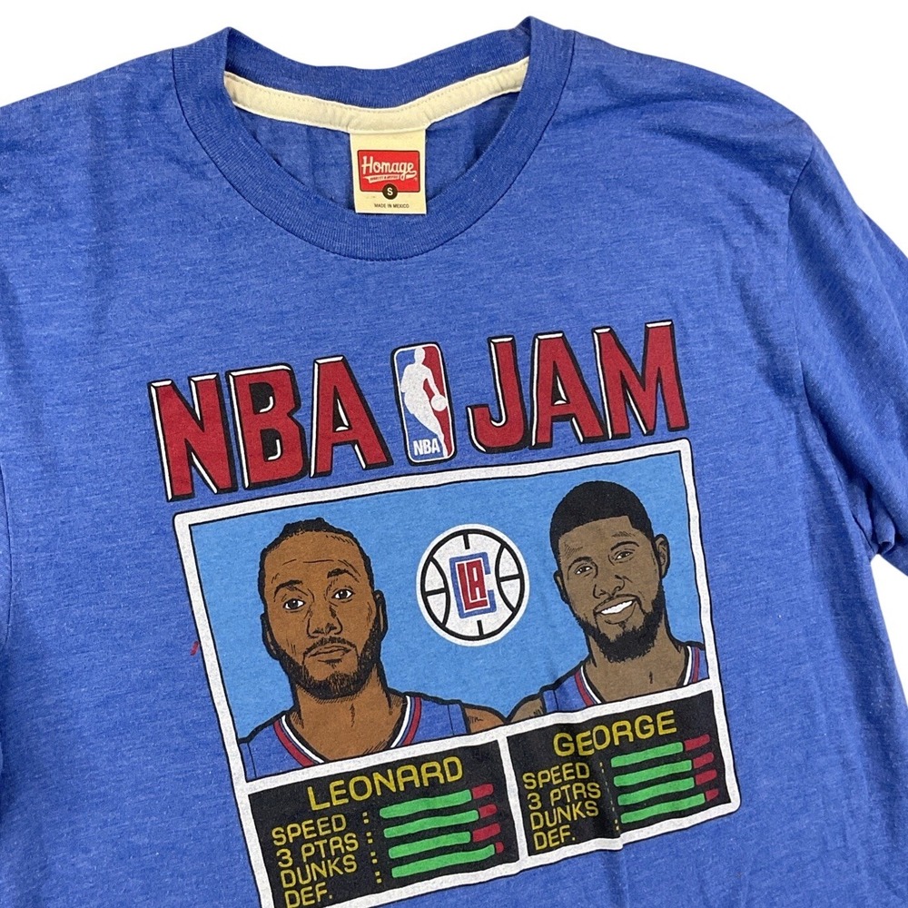 Homage NBA LA Clippers T-Shirt Mens S Leonard George Graphic Short Sleeve Blue